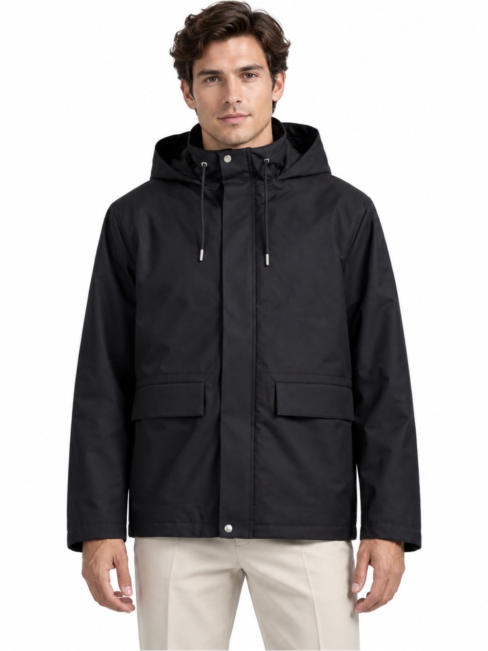 Sandro Paris Black Technical Hooded Jacket XXL NWT